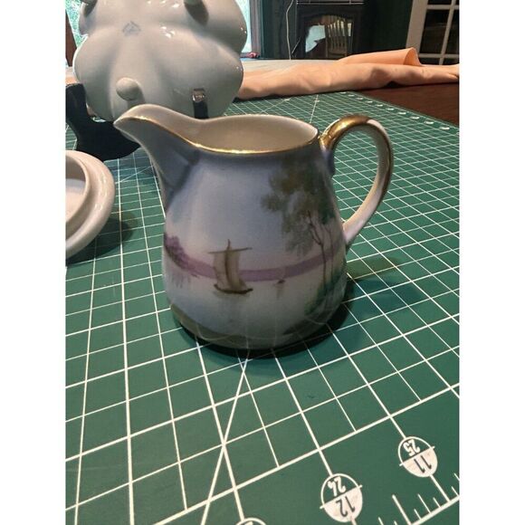 Vintage Noritake Hand Painted Sugar & Creamer Set With Scenic Dish - Picture 6 of 7